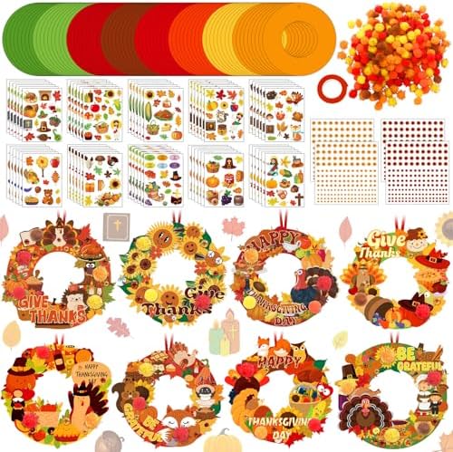 Hollowfly 48 Sets Fall Thanksgiving Paper Wreath Craft Kits
