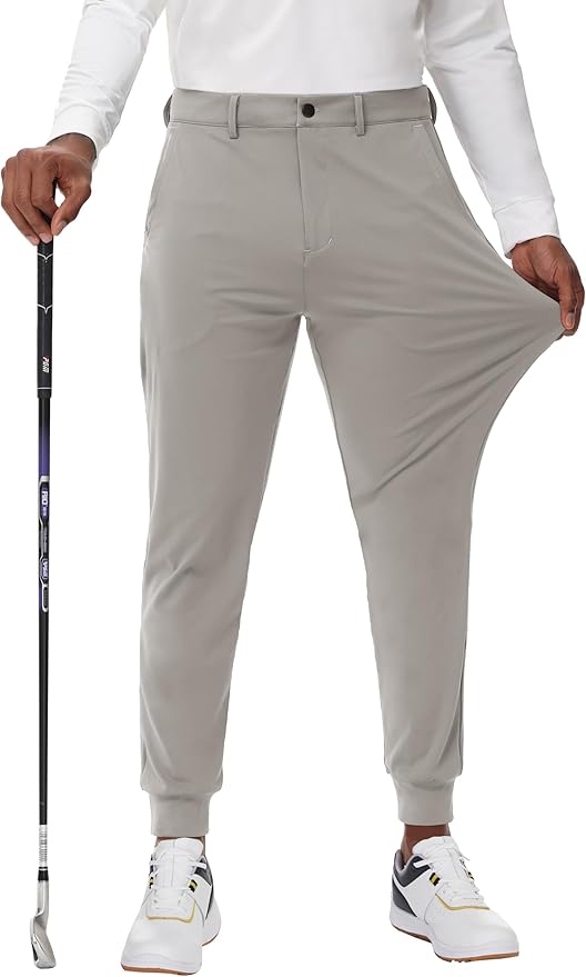JWM Men's Stretch Golf Joggers Pants with Belt Loops - 29" 34" Slim Fit Tapered Casual Business Travel Dress Work Sweatpants