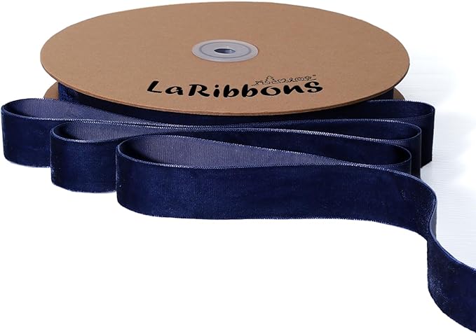 LaRibbons Thin Velvet Ribbon 1 Inch x 25 Yards, Gift Wrapping, Wreath Bow by LaRibbons