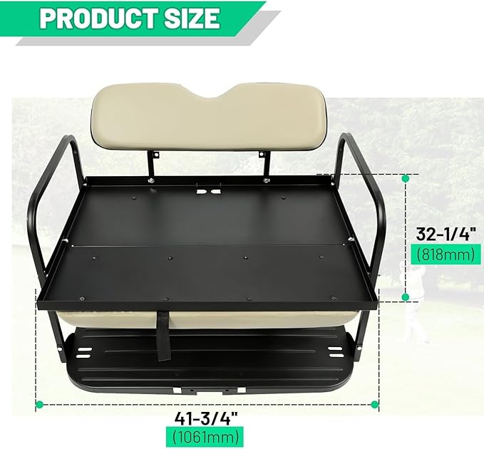 ECOTRIC Back Rear Flip Seat Kit Compatible with 2007-2016 Yamaha Drive G29 Golf Cart Flip Folding Down Powder Coated White