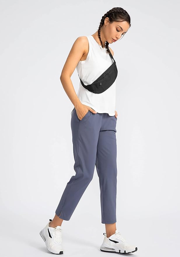 Soothfeel Women's Pants with 4 Pockets 7/8 Stretch High Waisted Sweatpants Travel Athletic Work Golf Pants for Women