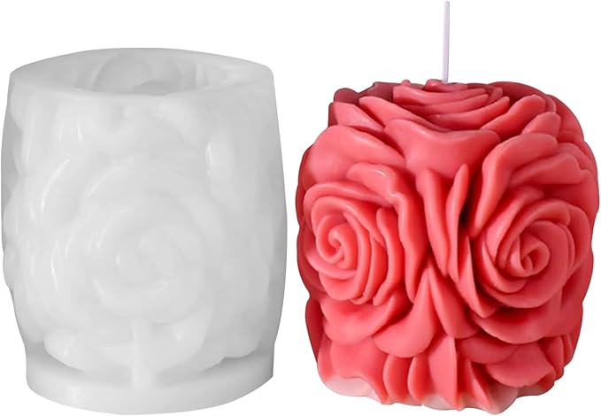 Rose Candle Silicone Molds Valentine's Day Handmade 3D Candle Molds by OMDBAGD