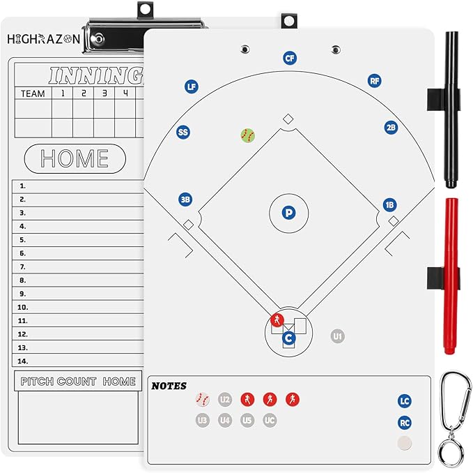 Magnetic Baseball Coach Clipboard, Dry Erase Coach Lineup Board, Premium Tactical Baseball Coaching Board with 40 Lineup Cards and Marker, Dugout Display Softball Coaching Accessories