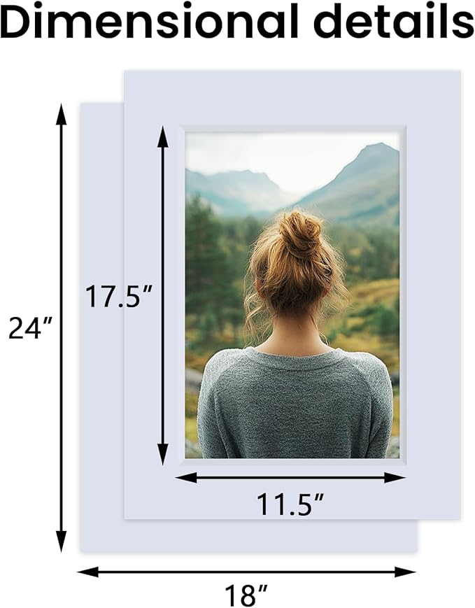 Falling in Art 5 Pack Acid Free 18x24'' White Picture Mats Board Show Kit - Image 2