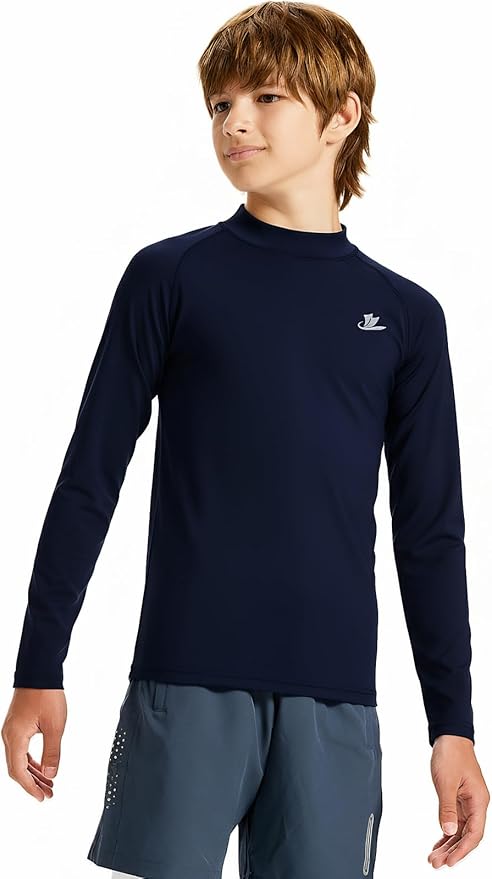 DEVOROPA Youth Boys Compression Thermal Shirt Long Sleeve Kids Fleece Baselayer Soccer Baseball Undershirt Slim/Regular/Husky