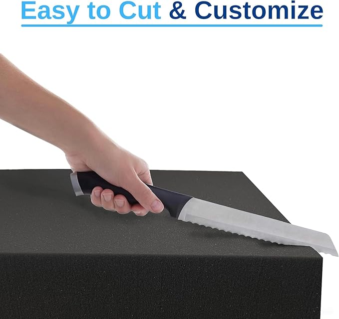 FoamRush 12" x 24" x 24" Charcoal High Density Upholstery Foam Cushion Made in - Image 5