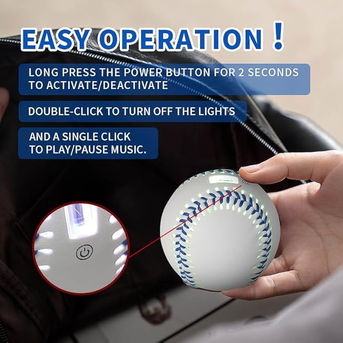 Glow Baseball Bluetooth Speaker，Portable Sports Gift for Fans, Waterproof Outdoor Speaker with Party Lights.