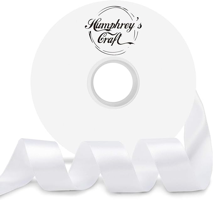 Satin Ribbon 1 Inch White Double Faced by HumphreysCraft
