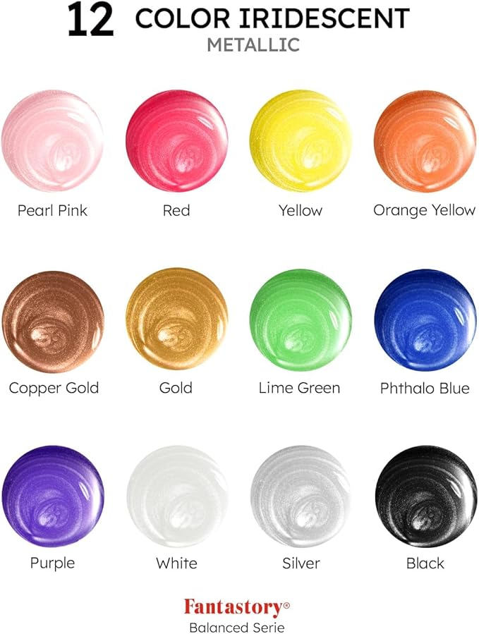 Fantastory Metallic Iridescent Acrylic Paint Set - Image 2