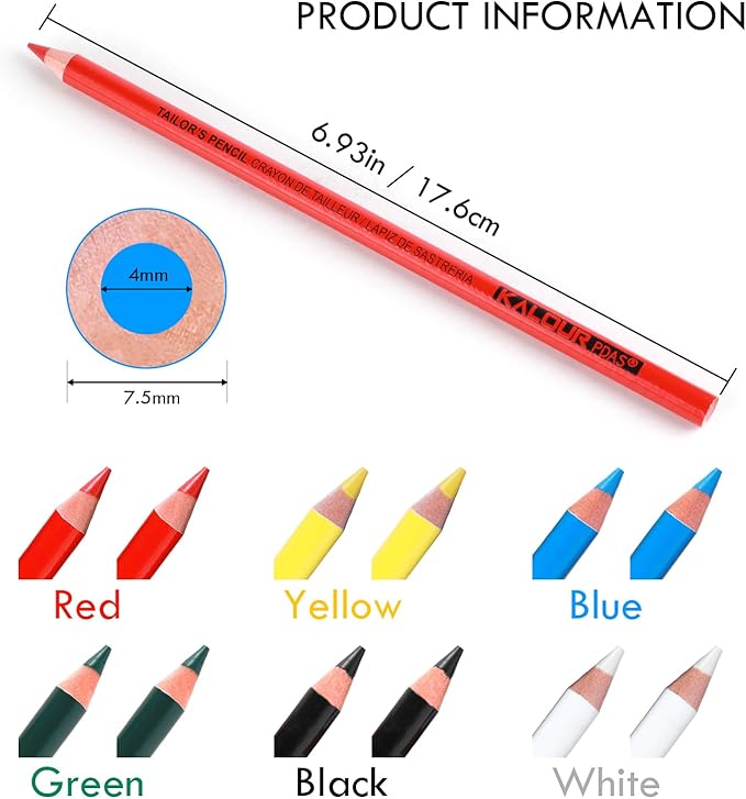 12 PCS Tailors Pencil Set, Sewing Fabric Pencils and Fabric Marker Pens - Image 6