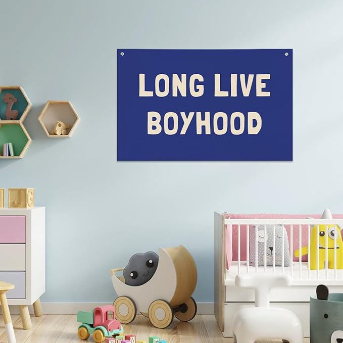 Long Live Boyhood Banner, Boys Room Decor, Canvas Banner Wall Hanging Flag Decor - Image 3