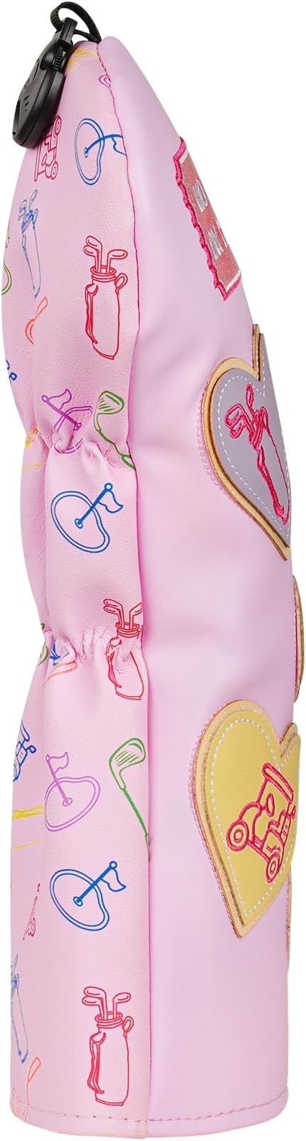mytag Golf Head Covers Pink, No Bad Days On The Course Golf Club Covers Driver Fariway Hybrid Headcover for Women Girls
