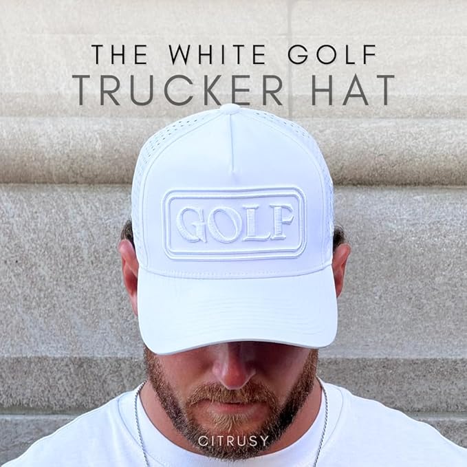 CITRUSY Athletic Trucker Golf Hat | Performance Mens 5 Panel Cap | Cool Breathable Waterproof Workout Running Snapback
