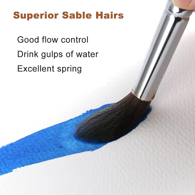 Watercolor Brushes Professional, Fuumuui 8Pcs Sable Paint Brush Set Variety - Image 2