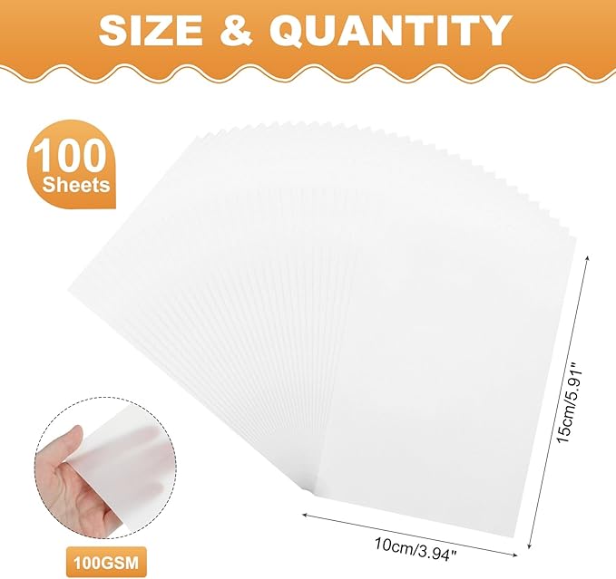 MECCANIXITY 100 Sheet Colored Vellum Paper 4" x 6", 100gsm Translucent - Image 2