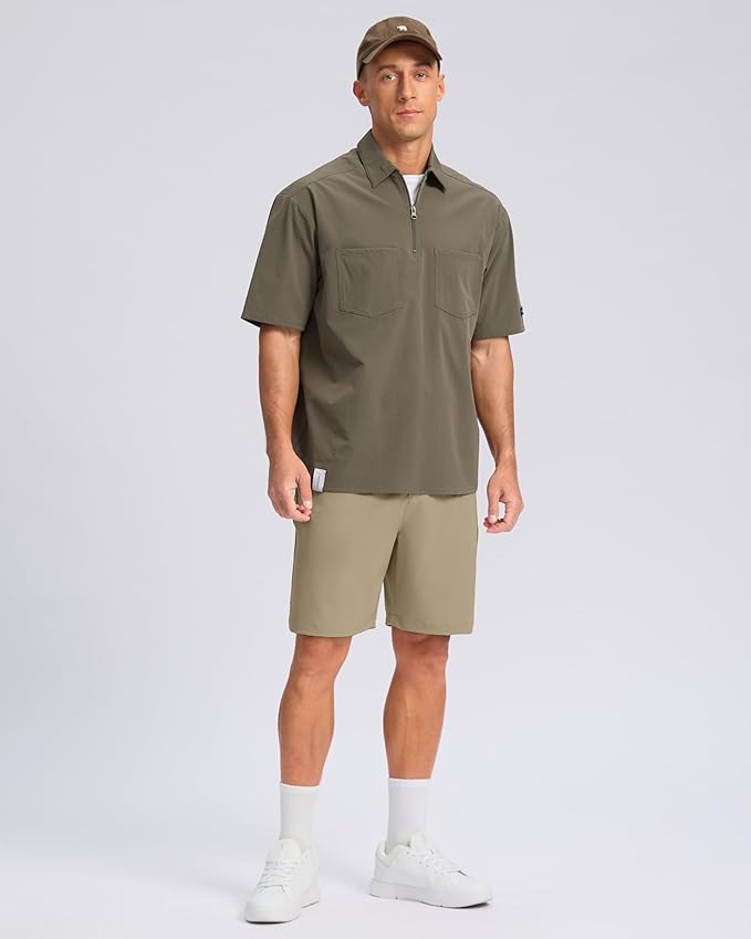Pudolla Men's Casual Shorts 7"/9"/5" Lightweight Golf Shorts with 3 Pockets Stretch Quick Dry Comfy Work Shorts