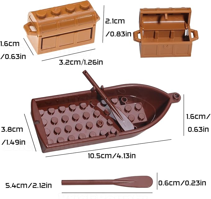 220 Pcs Pirate Treasure Money Parts Building Blocks, Expedition Wooden Boats - Image 6