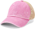Criss Cross Hat Washed Distressed Baseball Cap Ponytail Hat High Messy Bun Ponycap for Women