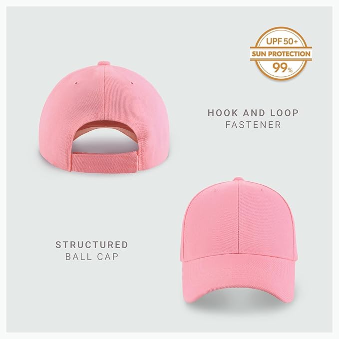 2-Pack Classic Structured Baseball Cap Adjustable Snapback Multipack Ball Caps for Custom Embroidery Running Workouts Outdoor