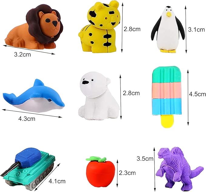 110Pcs Animal Erasers Kids Desk Pets Pencil Erasers 3D Puzzle Eraser Bulk Mini - Image 7