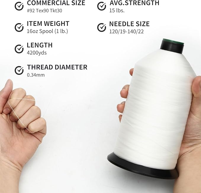 Extra Strong Bonded Nylon Thread #92 Tex90 – 16 OZ, Versatile Stitching Solution - Image 3