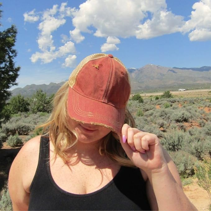 Vintage Distressed Baseball Cap – Unstructured Fit Adjustable Snapback Hat for Men & Women