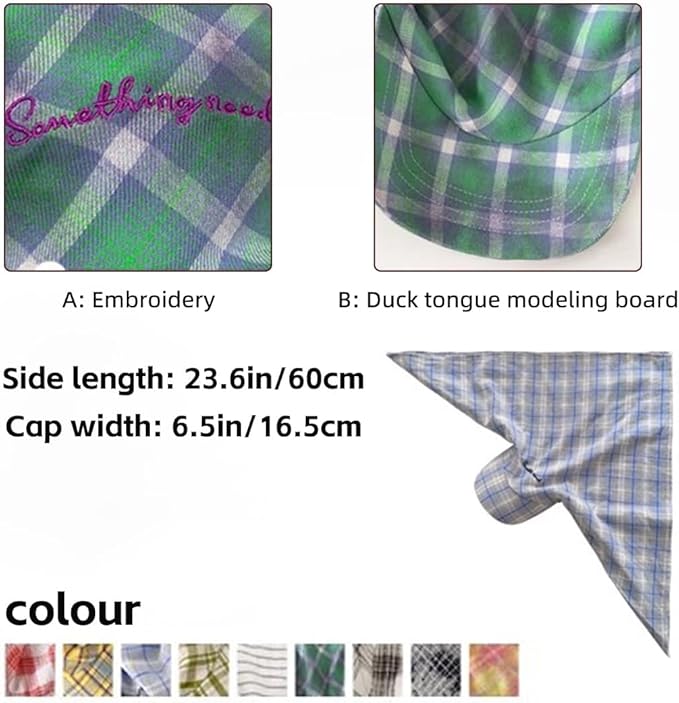 Women’s Plaid Bandana Baseball Cap – Y2K Adjustable Checkered Hat, Casual Streetwear Summer Fashion Visor Scarves