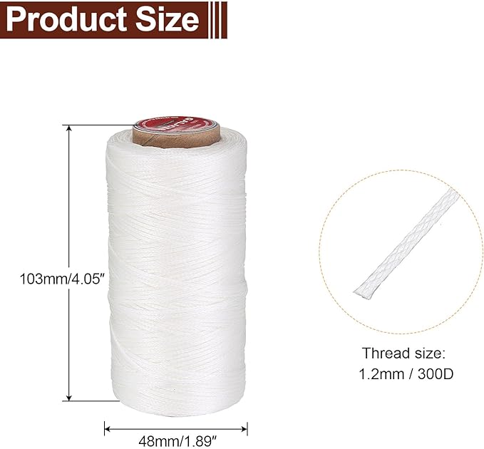 uxcell Flat Leather Sewing Waxed Thread, 140m / 153 Yards Polyester Wax String - Image 2
