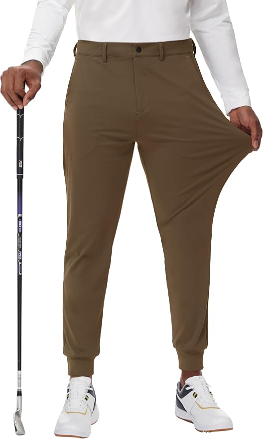 JWM Men's Stretch Golf Joggers Pants with Belt Loops - 29" 34" Slim Fit Tapered Casual Business Travel Dress Work Sweatpants