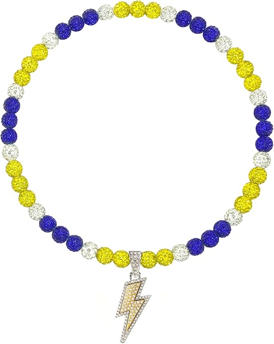 Baseball Necklace for Men 16/18/20 Inch Bling Ice Collection Lightning Bolt Pendant Necklace for Women Rhinestone Clay Beaded Discoball Accessories Gifts for Baseball Team Players Lovers
