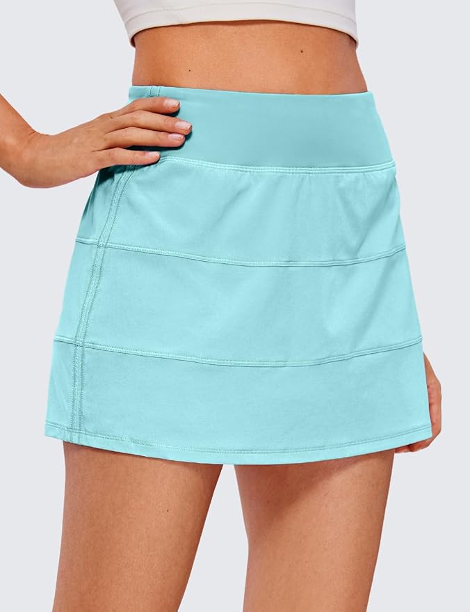 CRZ YOGA High Waisted A line Golf Skirts for Women - Mini Lined Tennis Casual Work Skorts with 3 Pockets