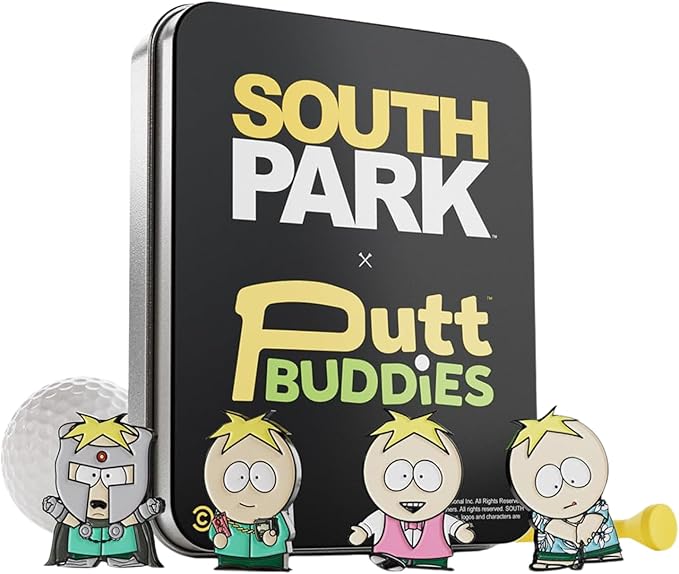 South Park Butters Golf Ball Marker – 4 Pack Set, Metal Enamel Magnetic Ball Markers with Hat Clips, Officially Licensed Collectible Golf Accessories and Gifts for Men and Women Golfers