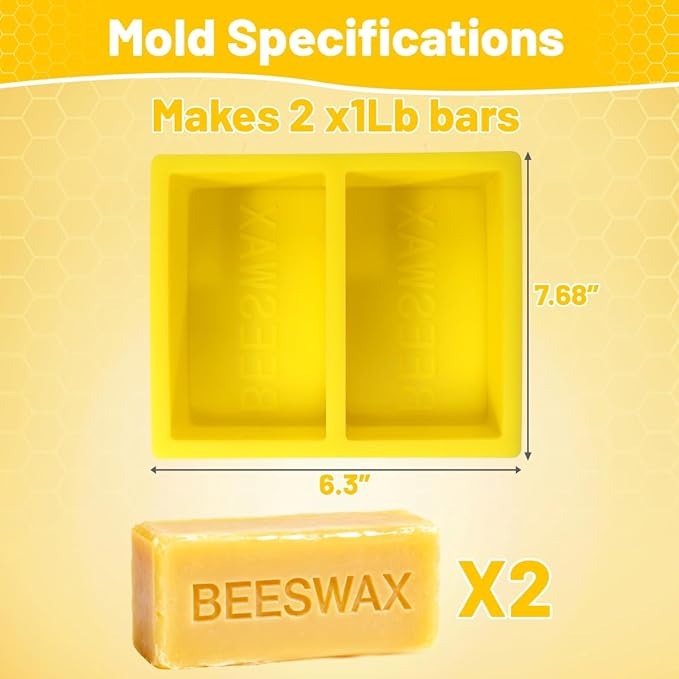 Silicone Beeswax Mold with Makes 2 x 1 lb Blocks, Reusable Silicone Molds with - Image 3