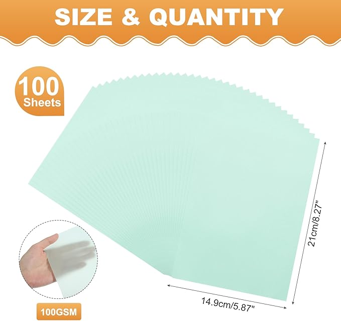 MECCANIXITY 100 Sheet Colored Vellum Paper 5.9" x 8.3", 100gsm Translucent - Image 2
