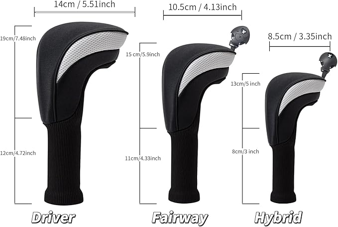 Wood Headcover Golf Club Covers Driver Headcovers Nylon Head Covers Designed to Fit All Woods - 3/4/5/6 Pack/Set Golf Accessories Suitable for Men and Women