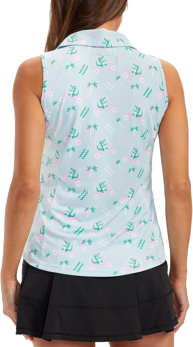 Tipsy Elves Quick Dry Women's Golf Shirt Sleeveless 1/4 Zip Tennis Shirts for Women Tank Top Polo Pickleball Outfits