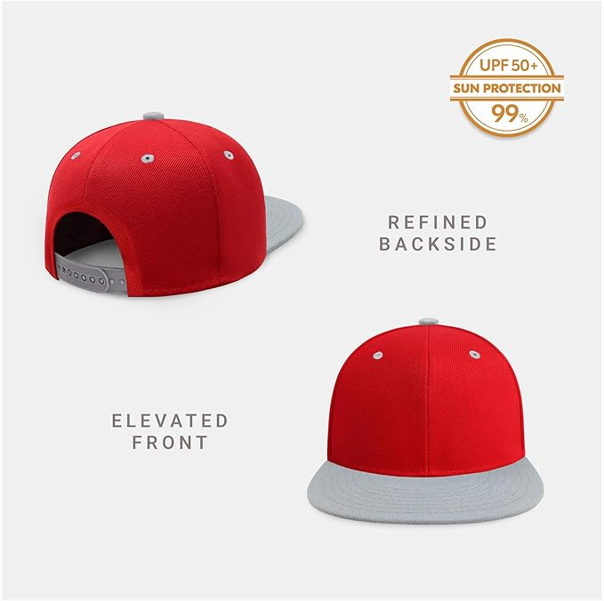 CHOK.LIDS Flat Bill Visor Classic Snapback Hat Blank Adjustable Brim High Top End Trendy Color Style Plain Tone Baseball Cap