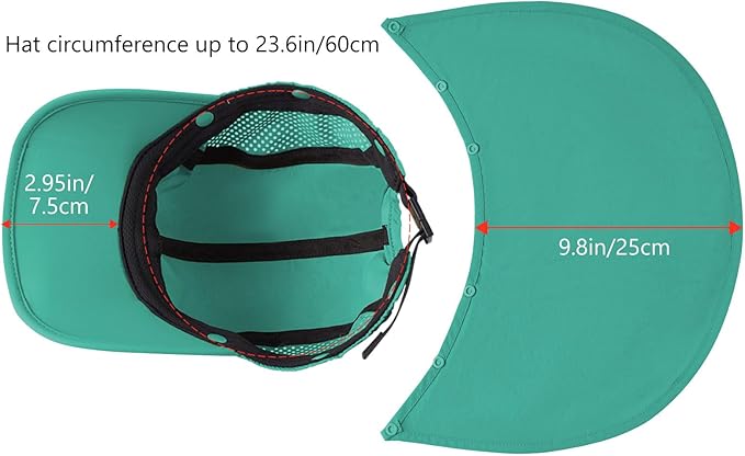 BASSDASH UPF 50+ Foldable Fishing Hat Baseball Cap with Removable Neck Flap Portable for Men Women Golf Hiking