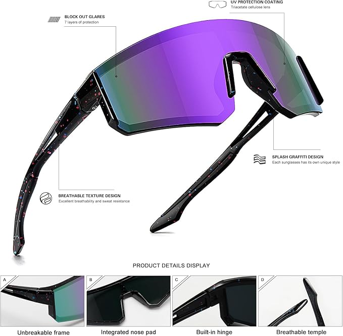 SEKKAF Youth Baseball Sunglasses for Boys Girls Age 6-12 Softball Cycling Sports Sunglasses for Kids Lightweight Frame