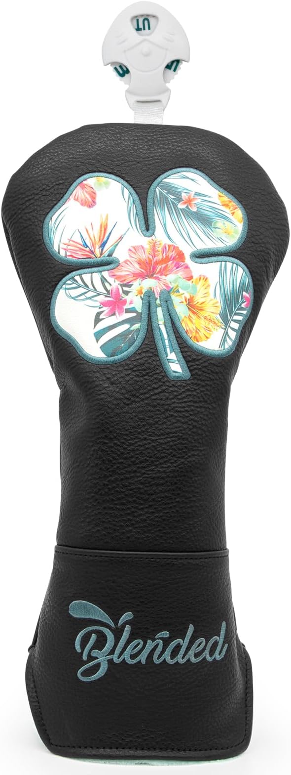 Golf Club Covers White Lucky Clover Golf Head Covers Driver Covers Fariway Wood Headcover Hybrid Covers Leather Golf Headcover with Number Tag for All Brand