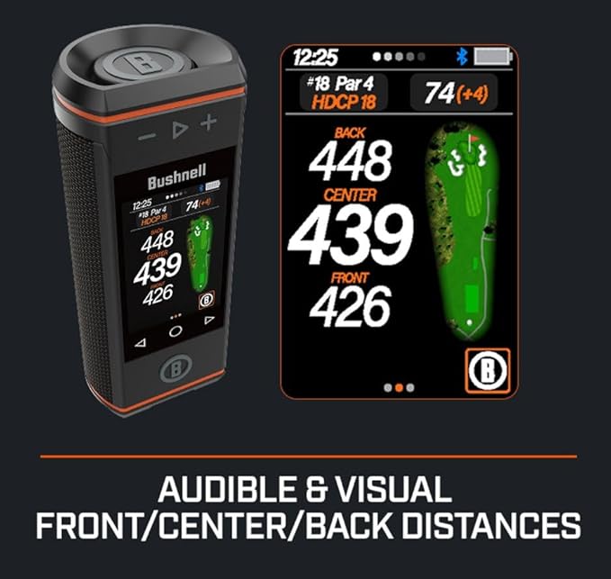 Bushnell Wingman HD View Golf Speaker, 3.5" Touchscreen, GPS Distances, Premium 360° Audio, Waterproof Design, Magnetic Cart Mount with Wearable4U Car/Wall Chargers & Golf Tools Bundle