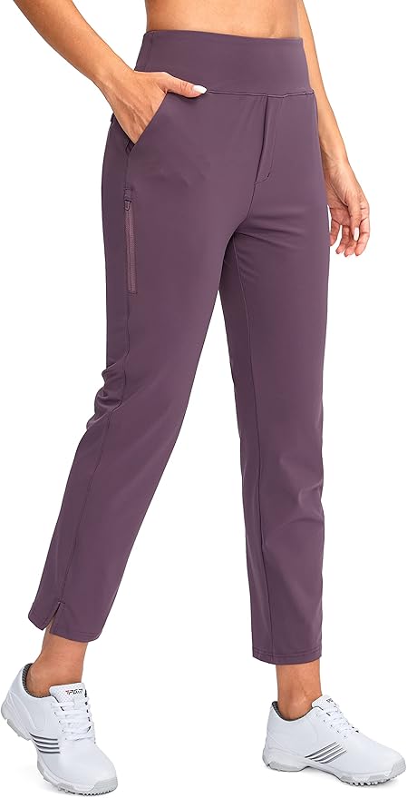 YYV Women's Golf Pants Stretch Work Ankle Pants High Waist Dress Pants with Pockets for Yoga Business Travel Casual