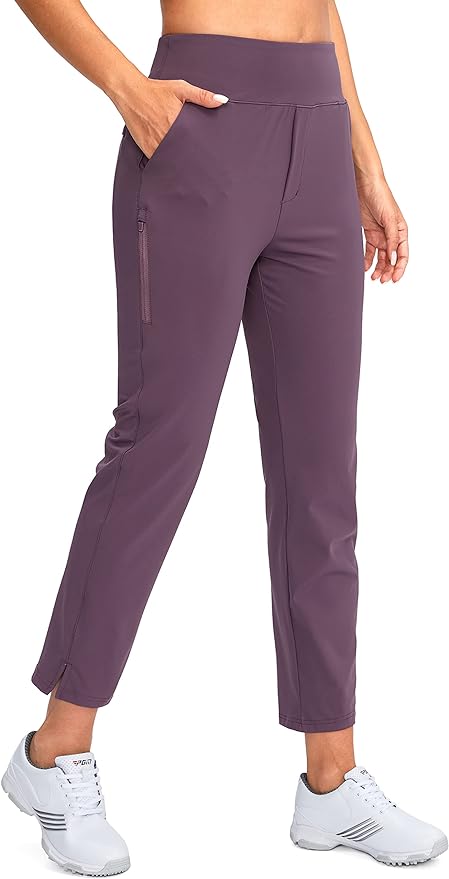 YYV Women's Golf Pants Stretch Work Ankle Pants High Waist Dress Pants with Pockets for Yoga Business Travel Casual
