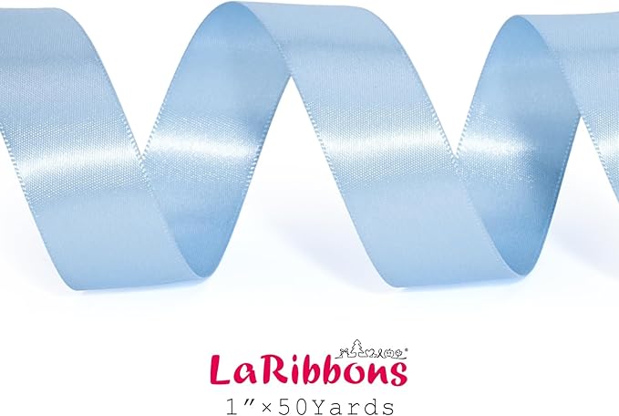 LaRibbons 1 Inch 50 Yard Double Faced Satin Ribbon, Light Blue Satin Craft - Image 6