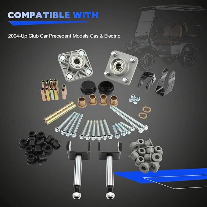 Club Car Precedent Front End Repair Kit with King Pin & Bushings, Wheel Hub, and Bearings, for 2004+ Club Car Golf Cart Models, Deluxe Set Replaces 102357701
