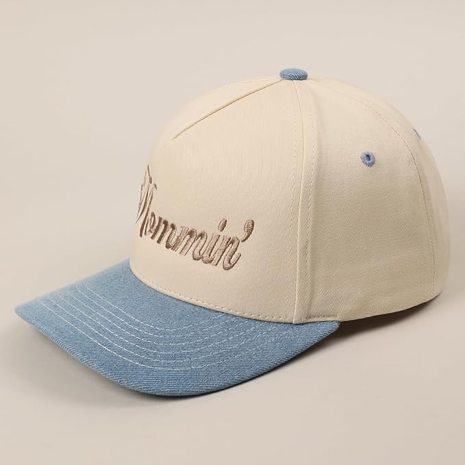 MIRMARU Two-Tone Vintage Canvas Trucker Hats for Men & Women, Adjustable Size Baseball Caps with Trendy Embroidered Design