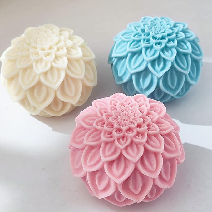 Nasturtium Ball Candle Silicone Mold Lotus Petal Flower Soap Mold - Image 6