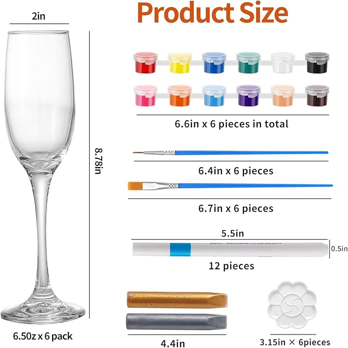 6 Sets Paint Your Own Wine Glass Set - Image 2