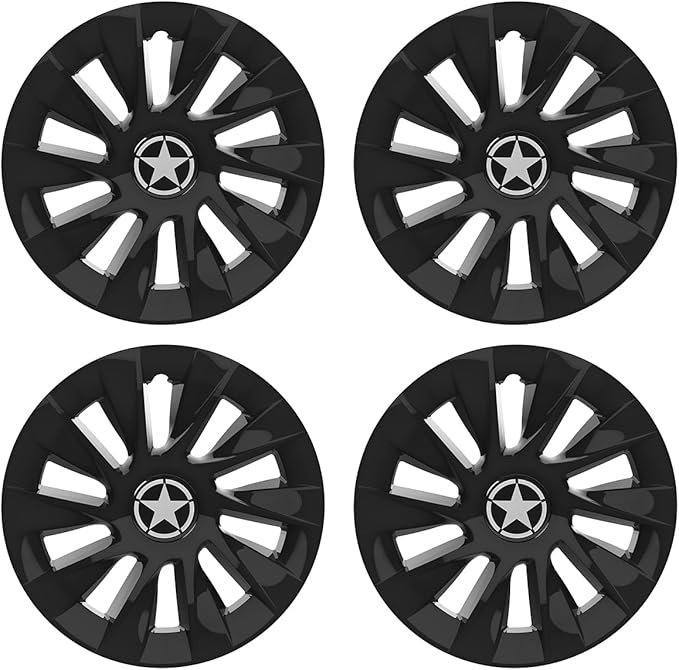 8 Inch Golf Cart Hub Caps Wheel Covers for EZGO Yamaha Club Car Accessories, 4PCS Snap-On Plastic Hubcaps Chrome Finish 8" Wheel Covers Rim Cover Tire Hub Cap Hubcap Golf Cart, Gloss Black