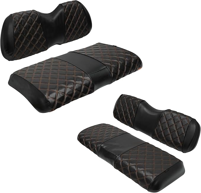 XUANYUDG0769 Golf Cart Front and Rear Seat Covers for Club Car Precedent 2004-up OEM Ordinary Front Seat and Aftermarket Common Rear Seat Kits, No Stapler Vinyl Leather Diamond Club Car Seat Covers